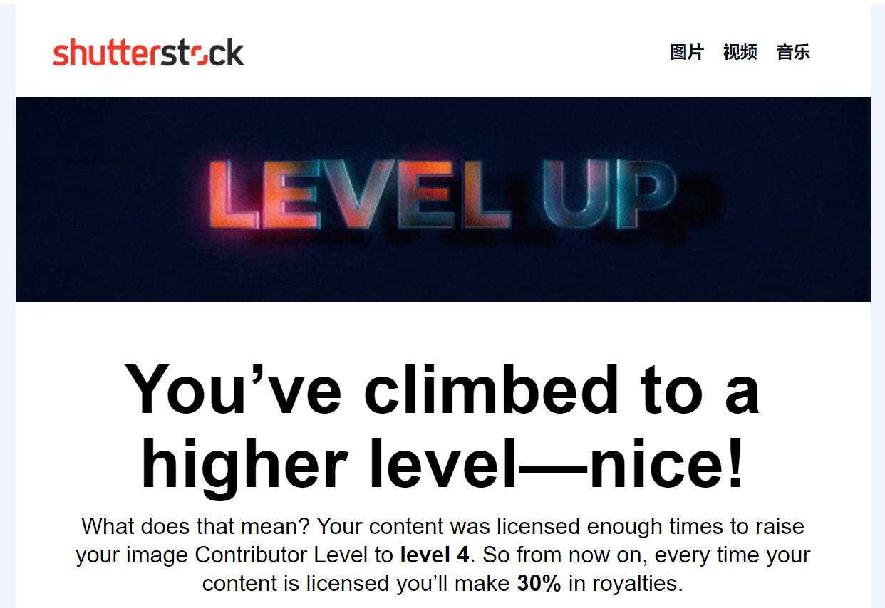關於Shutterstock已經讓人高興不起來的Level Up